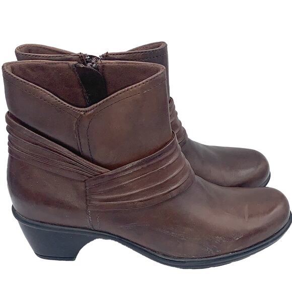 Clarks WISH MOOD 36799 Brown Leather Ankle Boots Women's Size 8M - Picture 3 of 7